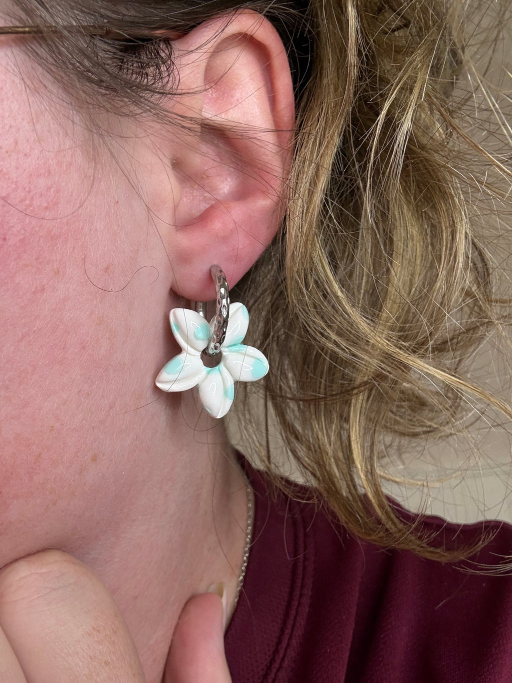 Pampille « Luna » blanc / vert menthe