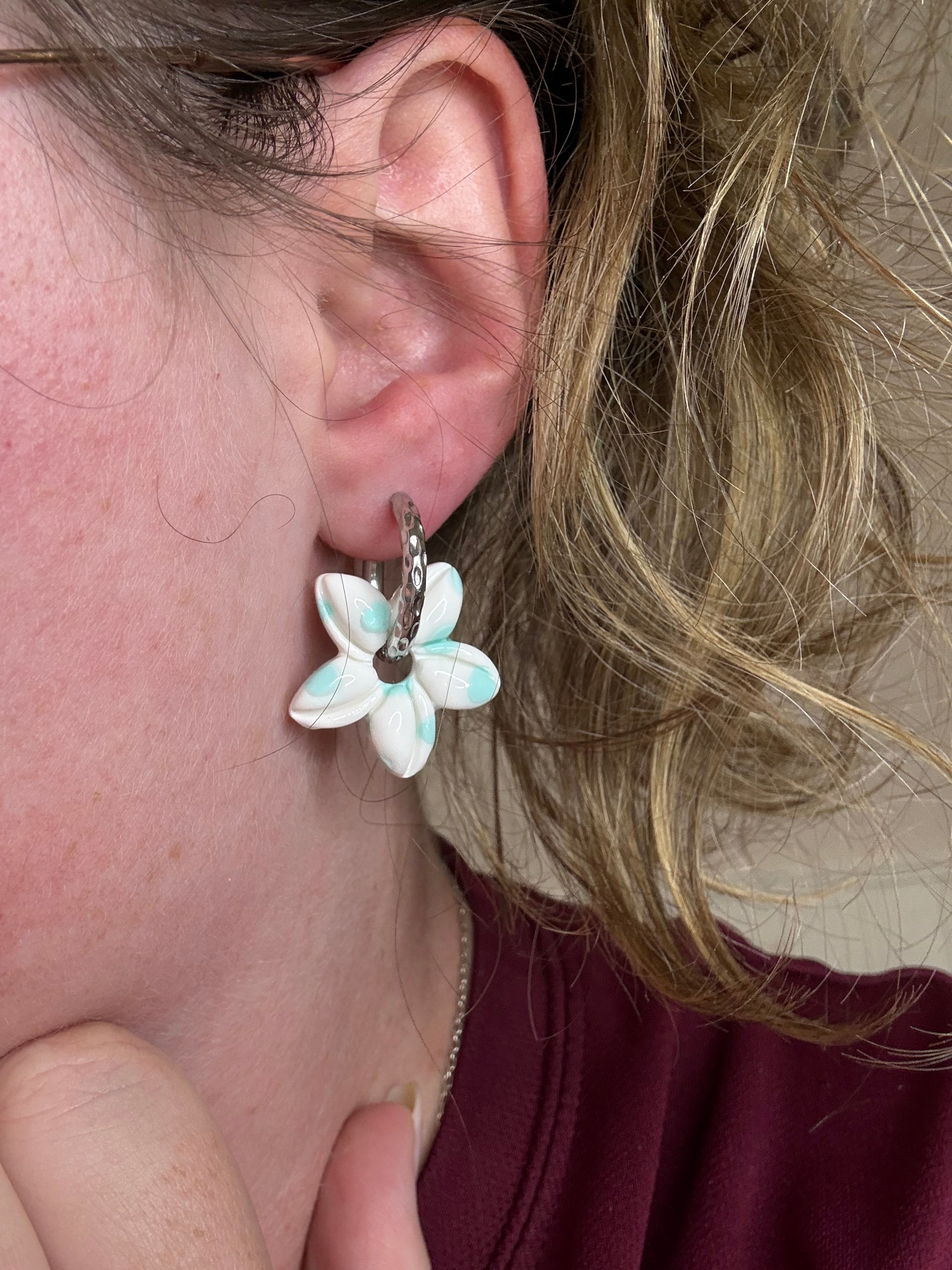 Pampille « Luna » blanc / vert menthe