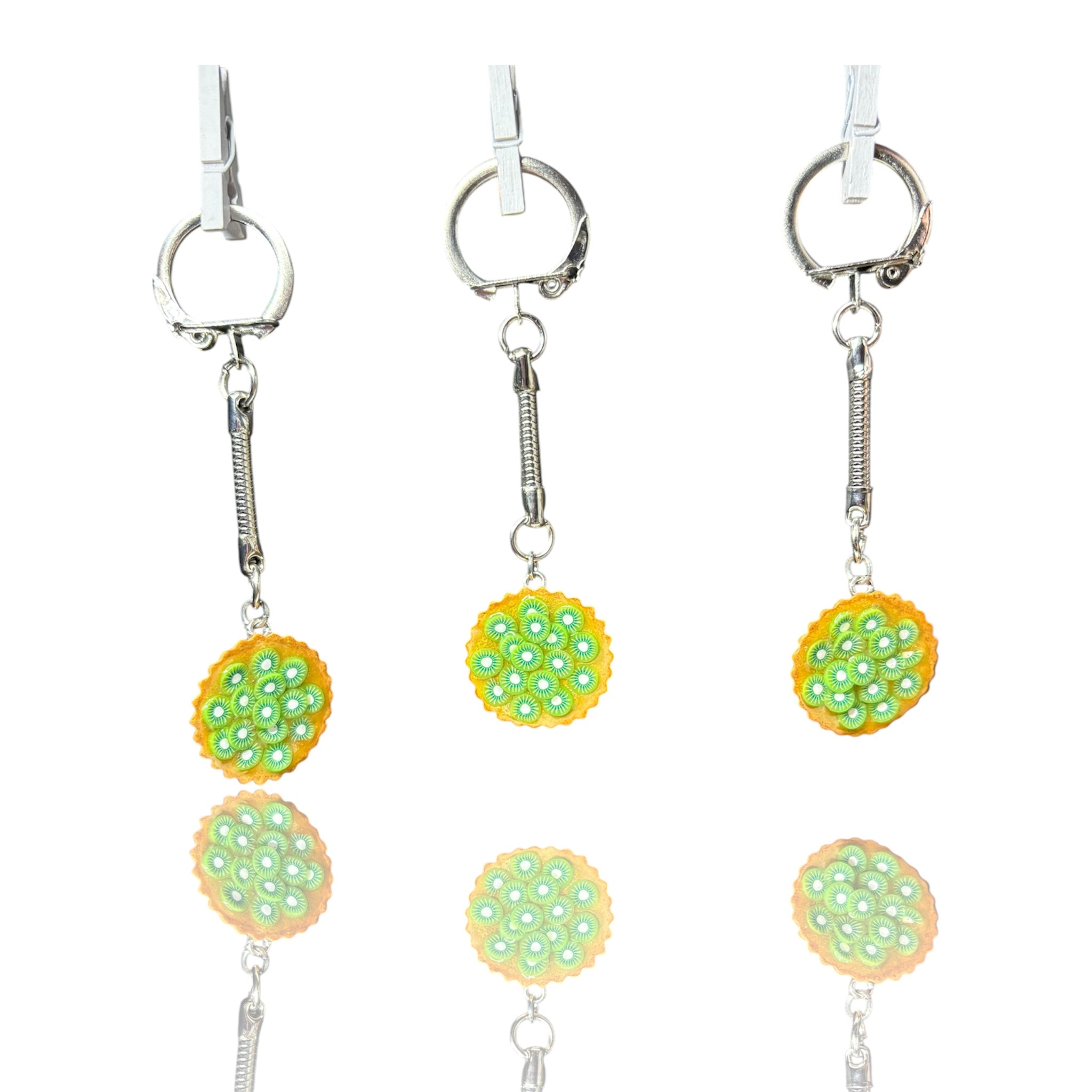 Porte-clé Tarte Kiwi en Pâte Polymère – Fait Main