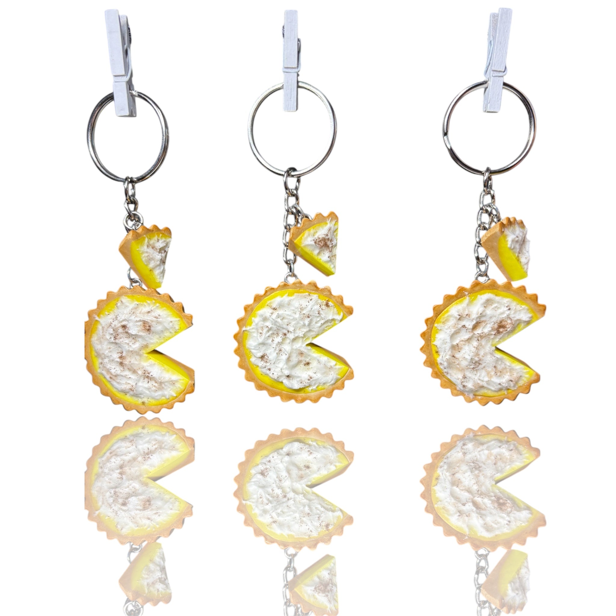 Porte-clé Tarte Citron Meringuée en Pâte Polymère – Fait Main
